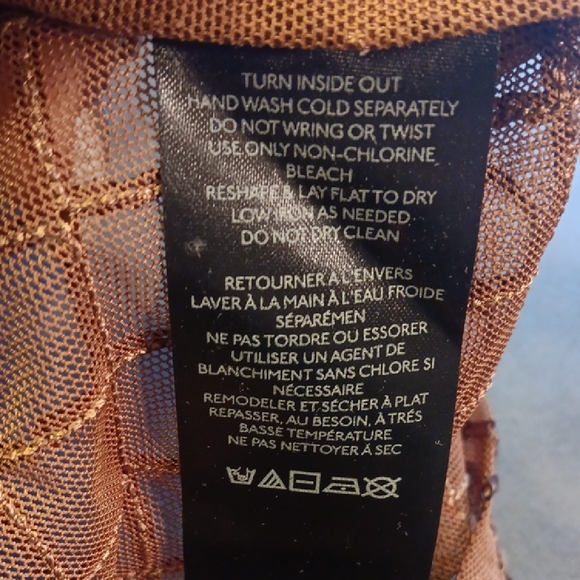 Anthropologie Pilcro Shimmering Sequins Brown Mesh Top. - Picture 8 of 11